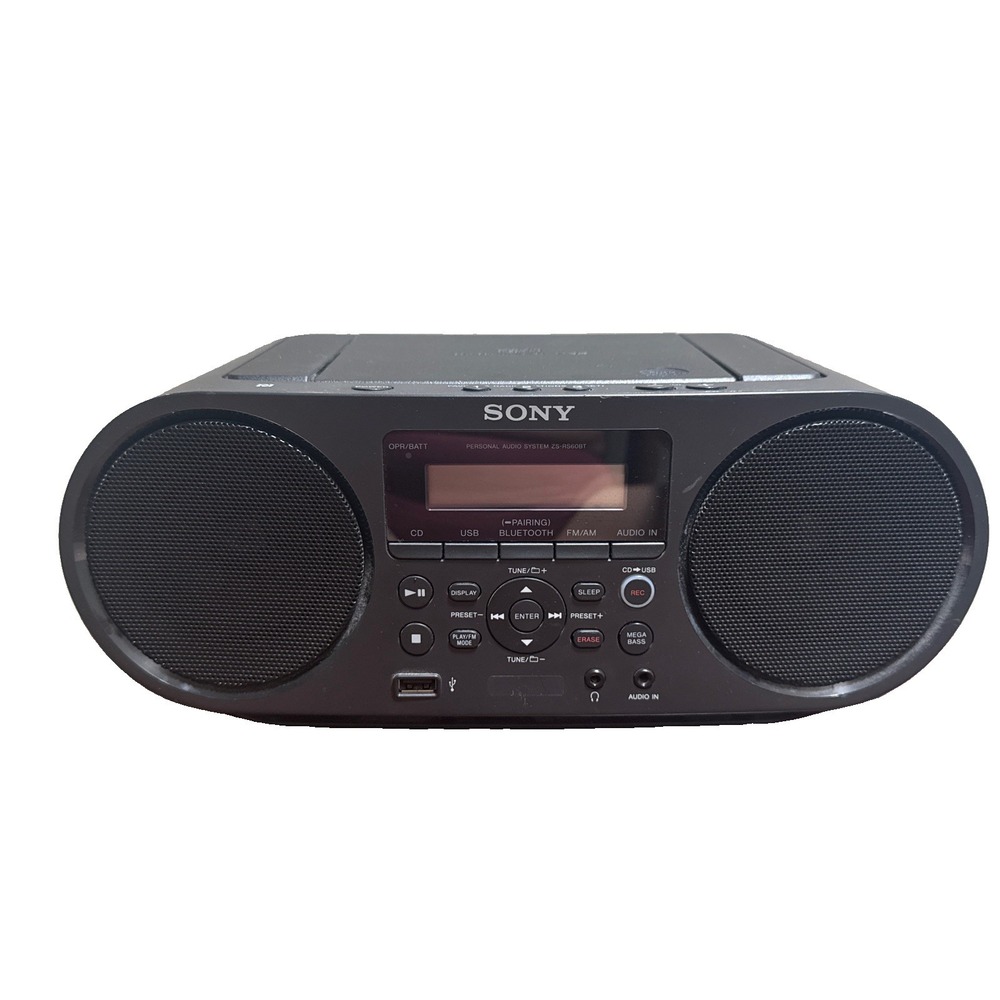 Sony Portable Boombox ZS-RS60BT Bluetooth Mega Bass AM/FM USB CD Radio Audio HTF